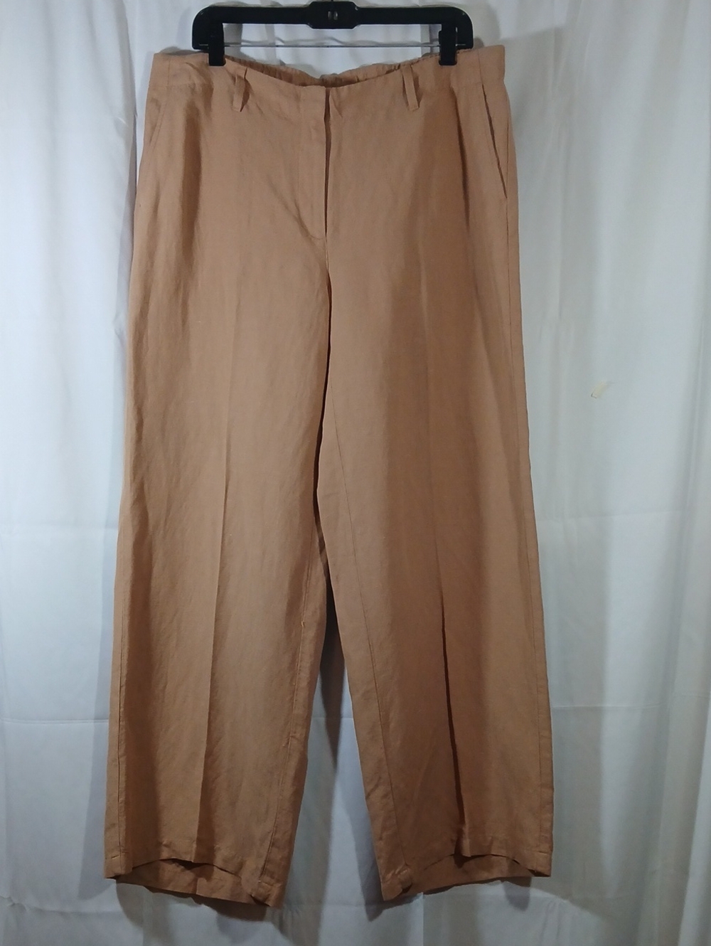 J Jill NWT Womens Large Pants Linen Blend Wide Leg Praline Beach Summer Boho